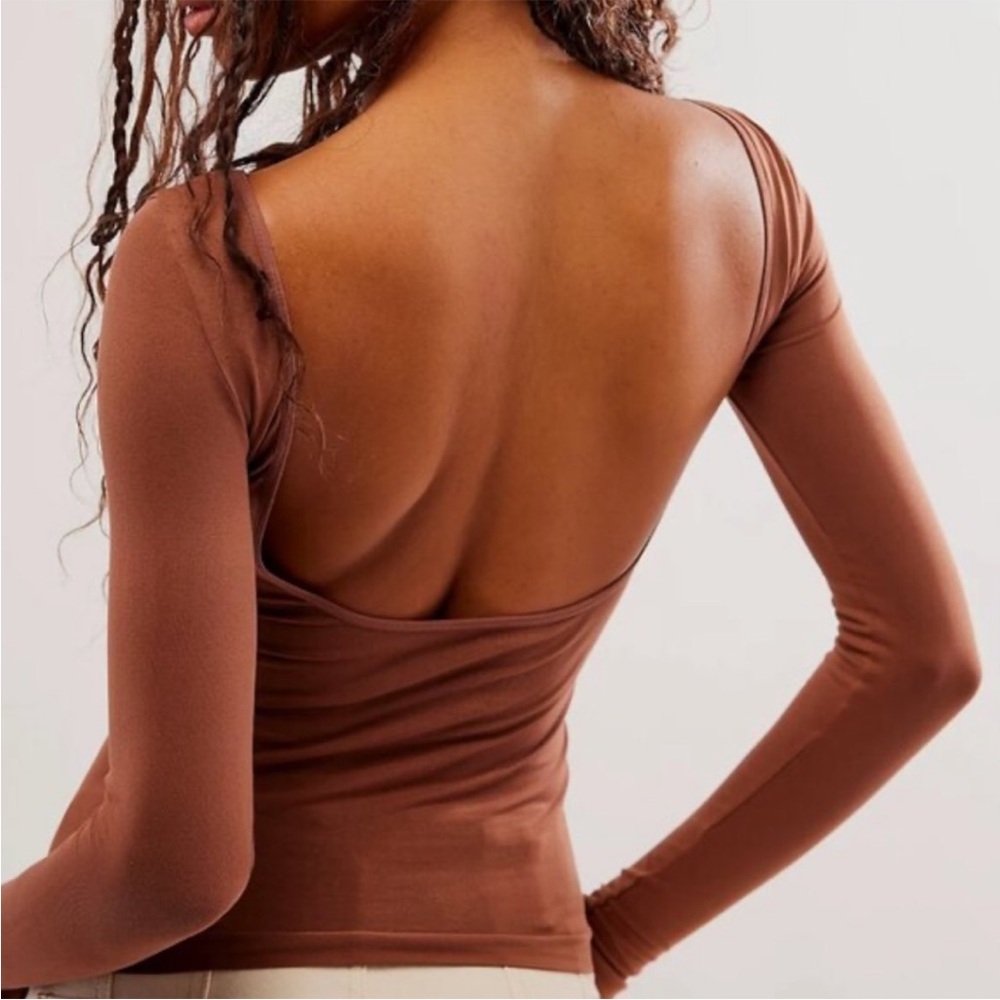 INTIMATELY FREE PEOPLE Low Back Seamless Long Sleeve in Withered Rose Sz M/L NWT